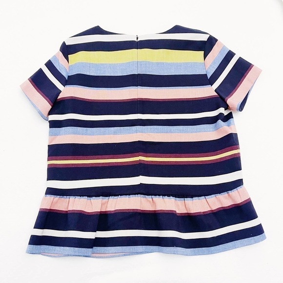 Halogen Striped Short Sleeve Peplum Ruffled Hem Top SZ S - Picture 4 of 6